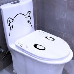Adorable Hippo Cartoon Toilet Lid Decal - Easy Peel & Stick Removable Wall Sticker For Bathroom Bedroom Living Room Decor