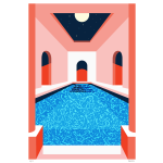 Moonlit Pool Art Print - A4
