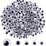 100PCS Black Wiggle Googly Eyes Self-adhesive Plastic Eyes Accessories