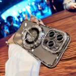 Luxe Shimmer Rhinestone Tpu Phone Case -magnetic For Iphone 15 14 13 12 11 Pro Max Crystal Transparent & Shockproof-perfect Fit