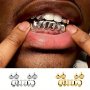 Punk Style Teeth Grillz 18K Gold Plated Top Bottom Or Set Just Pick What U Need Best Choice For Night Party Cosplay Decor