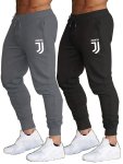 Juventus Logo Drawstring Sweatpants Set Of 2 - Men's Casual Knit Polyester Joggers With Slight Stretch Regular Fit Loose Style F