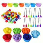 1 Set Children Clip Plush Ball Color Sorting Toy Kids' Fine Motor Skills Training Learning Counting Montessori Early Education T