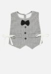 PoP Candy Striped Novelty Bib - Grey & White