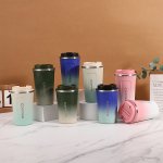 1PC Gradient Color Travel Mug 304 Stainless Steel Coffee Cups 380ML 13.37OZ Vacuum Insulated Water Cups Portable Travel Drinkwar