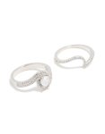 Silver Cubic Zirconia Puzzle Stacking Rings 2-PACK - M l