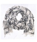 Eiffel Tower Print Raw-edge Scarf - White Free