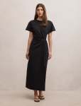 Rose T-Shirt Twist Midi Dress - 16 Black