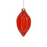 Glass Bauble Teardrop Shape 8CM - Red