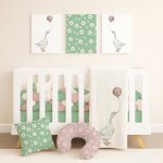 Cot Duvet Bedding Sage Daisy Duck Goose