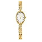 Carlien Fashion Vintage Gold Oval Quartz Watches For Women - Alloy Steel Band Slim Bracelet- - Roman Numerals Numbers - Dainty E