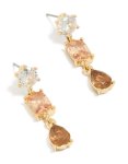 Goldair Gold Plated Cognac Toned Cubic Zirconia Drop Earrings