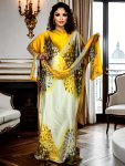 Plus Size Geometric Print Kaftan Dress Modest Crew Neck Short Sleeve Maxi Dress Women's Plus Size Clothing