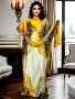 Plus Size Geometric Print Kaftan Dress Modest Crew Neck Short Sleeve Maxi Dress Women's Plus Size Clothing