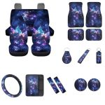 Widea Galaxy Butterfly Car Seat Covers Full Set Car Accessories Set Of 17 With Car Seat Covers steering Wheel Cover floor Mats s