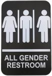 Kraken Bath Co. - Ada All Gender Restroom Sign With Braille And Adhesive - 9" X 6" - Self Adhesive Included - Easy To