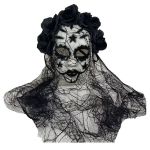 Toys Cosplay Spiderweb & Red Rose Veiled Mask Halloween Costume - 24CM