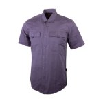 Mens Casual Short Sleeve Vented Twill Steel Blue Shirt - 2XL