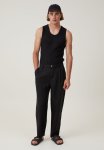 Cotton On Linen Pleat Pant - Black