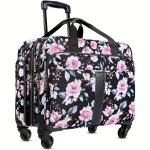 Large Capacity Rolling Laptop Bag Floral Graphic Briefcase With Spinner Wheels Carry On Computer Case For Travel