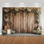 1pc Wedding Backdrop Rustic Floral Flower Wood Wall Backdrop Bridal Shower Reception Ceremony Photography Background Wedding Proposal Party Kids Birthday Party Photo Prop