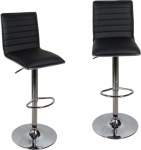 Smte Adjustable Swivel Bar Stools-faux Leather With High Backrest Set Of 2 Black With Keychain