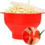 Family Size Microwave Popcorn Maker - Bpa-free Silicone Popper Bowl With Lid Collapsible And Dishwasher Safe