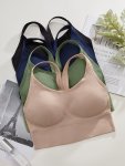 4PCS Cut Out Wireless Sports Bras Comfy & Breathable Push Up Running Workout Bra Women's Lingerie & Underwear