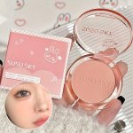 Peach Matte Blush And Highlighter Natural Nude Shades Compact Powder With Soft Puff Applicator Long-lasting Cheek Color Contain