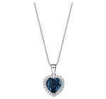 925 Sterling Silver Birthstone Heart Necklace Embellished With Swarovski Crystals - September