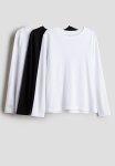 3 Pack Long-sleeved T-shirts - Black & White