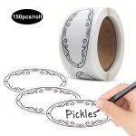 150 Pack Vinyl Oval Kitchen Labels - 5.71X2.54 Cm Single-use Semi-glossy Jar Seals For Canning & Storage Writeable Food Containe