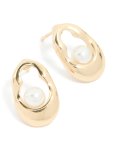 Goldair Gold Pearl Open Oval Stud Earrings