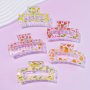 1PC Cute Cartoon Fruit Printed Hair Claw Clips Transparent Large Hollow Out Hair Grips With Strawberry Lemon Orange Designs Perfect For Women And Daily