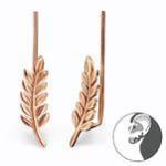 C694-C28627 - Rose Gold Plated Sterling Silver Leaf Ear Cuff Earrings