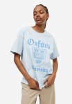 Oversized Printed T-Shirt - Light Blue oxford University