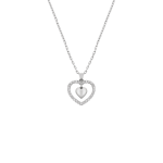Sterling Silver Cubic Zirconia Kid&apos S Double Heart Pendant Necklace