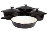 Smte Cast Iron Cookware 7 Pcs Set Black With Keychain