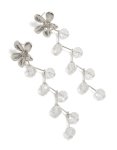 Silver Diamante Zigzag Flower Drop Earrings