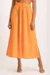 Palesa Linen Midi Skirt - Orange - S