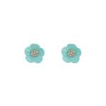 Teal Flower Diamante Stud Earrings