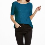 Summer Hollow Hooded Short-sleeved Sweater T-Shirt Size: M Blue
