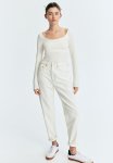 Long-sleeved Jersey Top - White