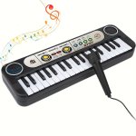 Kids' Music Toy Piano Keyboard Toy 37 Keys Electronic Musical Multifunctional Instruments Kids' Piano With Microphone My First P