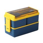 T.d/ Double Layer Plastic Lunch Box Set -blue & Yellow 1400ML