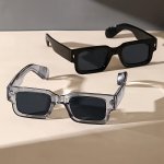 2PCS Retro Square Fashion Glasses For Women Men Thick Frame Sun Shades For Party Beach Travel