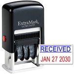 Extramark Ultra Dater Self-inking Rubber Date Office Stamp With Received Phrase & Date - Style 3 Blue red Ink 12-YEAR Band
