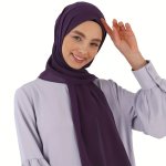 Classic Polyester Hijab Scarf For Women - Breathable Solid Color Chiffon Headscarf With Exquisite Sewing Edge Inelastic Decorati