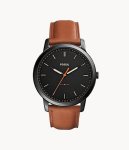 Fossil The Minimalist 3H Black Round Leather Men's Watch FS5305