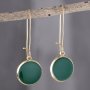 Vintage Green Enamel Circle Drop Earrings Simple Alloy Fashion Jewelry Retro Minimalist Style Accessory For Women